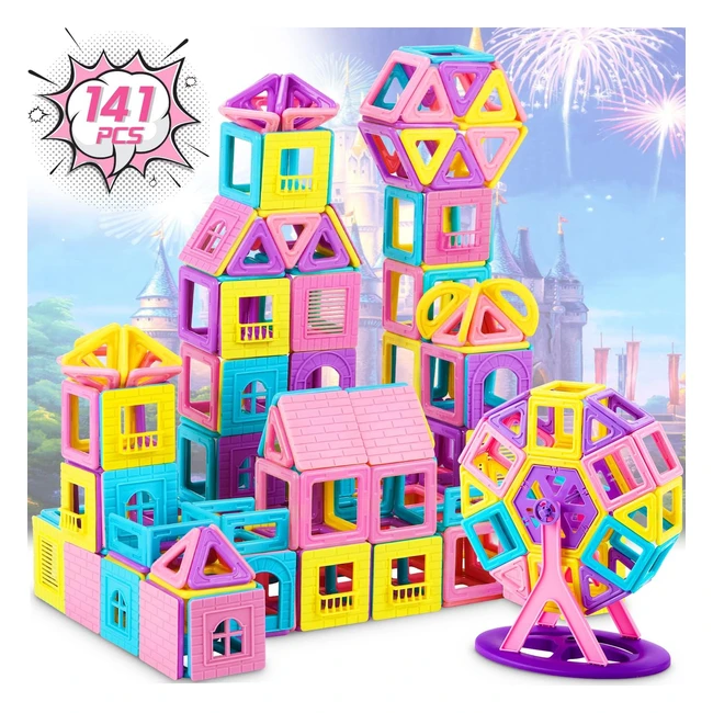 Bloques de Construcción Magnéticos Cooljoy - Set de 141 Piezas - Juguetes Educativos para Niñas y Niños de 3 a 7 años