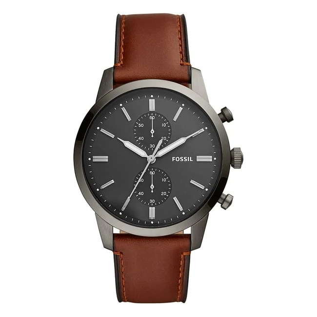 Reloj Fossil Hombre Townsman - Cronógrafo, 44mm Acero Ahumado, Correa Piel - FS5522