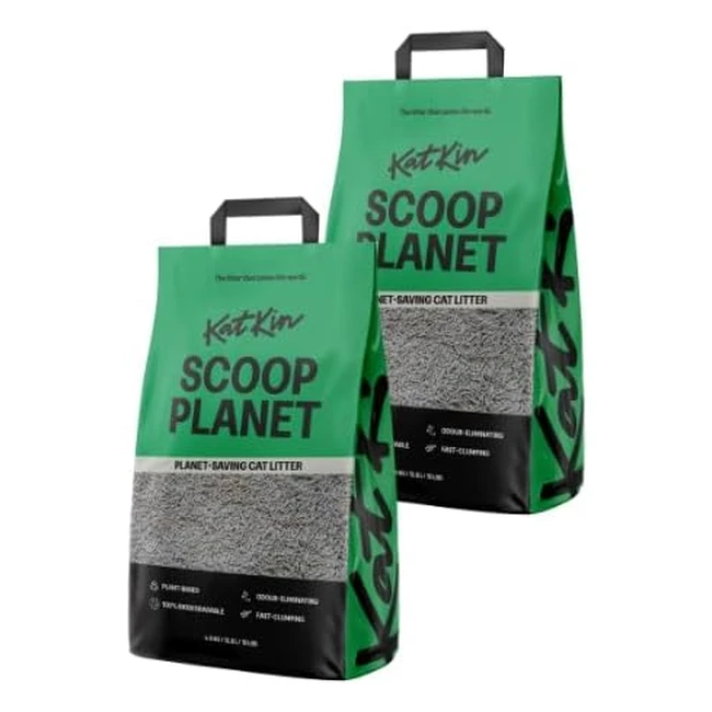 Katkin Scoop Planet Litter 2x45kg128l Bag - Upgraded Tofu Litter, Biodegradable & Non-Tracking