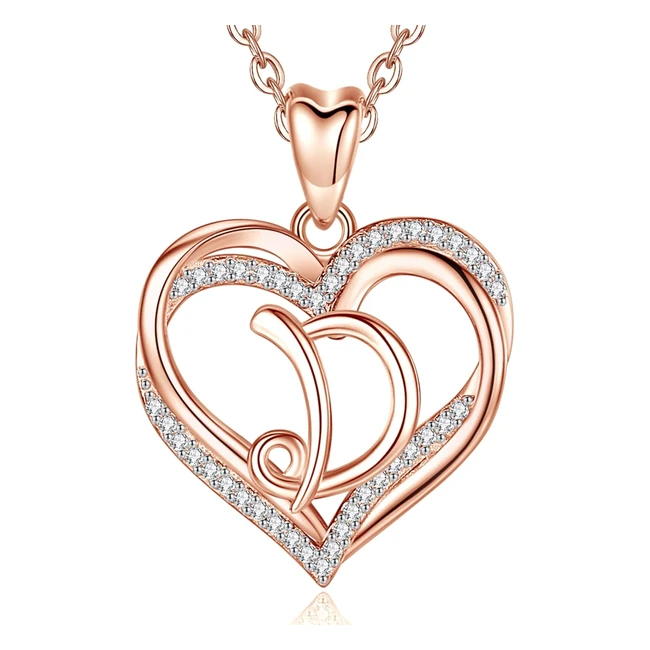InfuseU Heart Pendant Necklace - Letter A-Z Alphabet - Romantic Gifts - 20 Inch Chain
