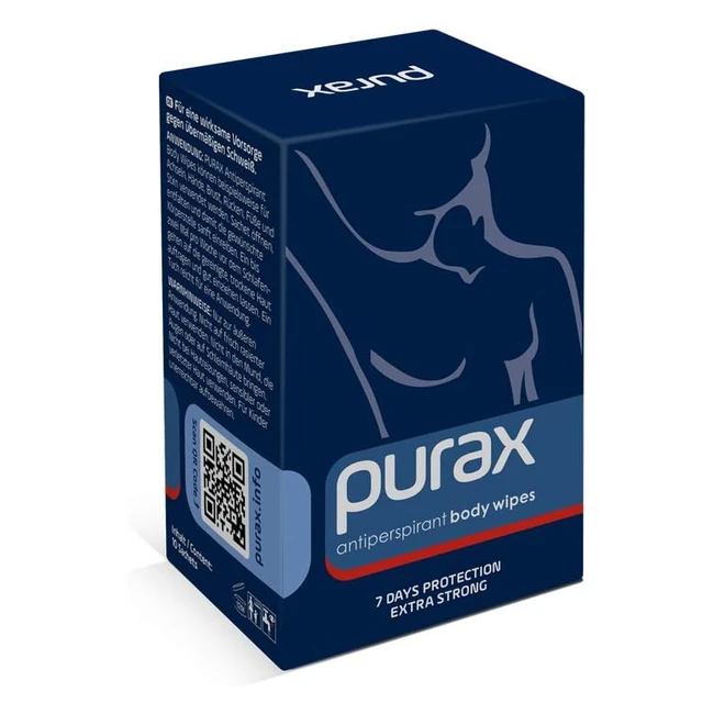 Purax Antitraspirante Body Wipes Extra Strong - 7 Giorni di Protezione - Confezione da 10