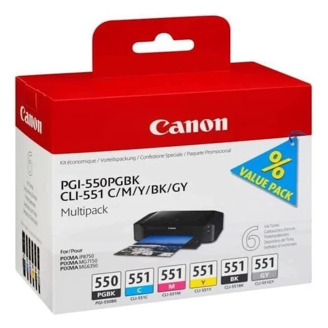Canon PGI550CLI551 PGBKCMYBKGY Serbatoi Inchiostro Multipack - Alta Qualità