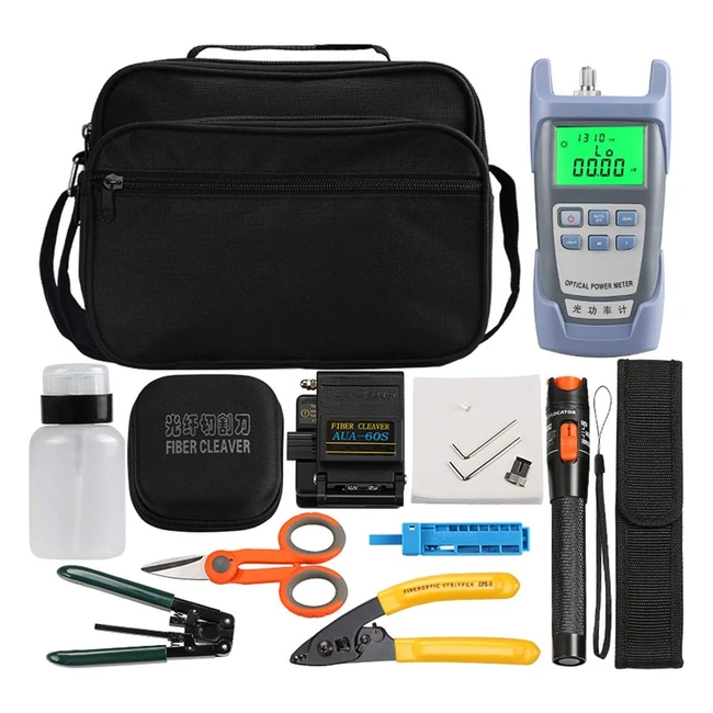 Kit Outils Fibre FTTH Osairous 16pcs avec Photomètre Fibre Optique Cliveuse AUA60S