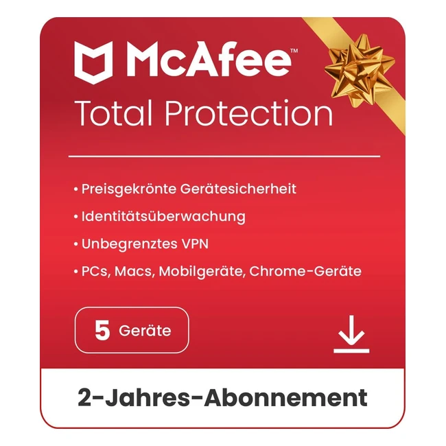 McAfee Total Protection 2024 - 5 Gerte - 24 Monate - Aktivierungscode per Emai