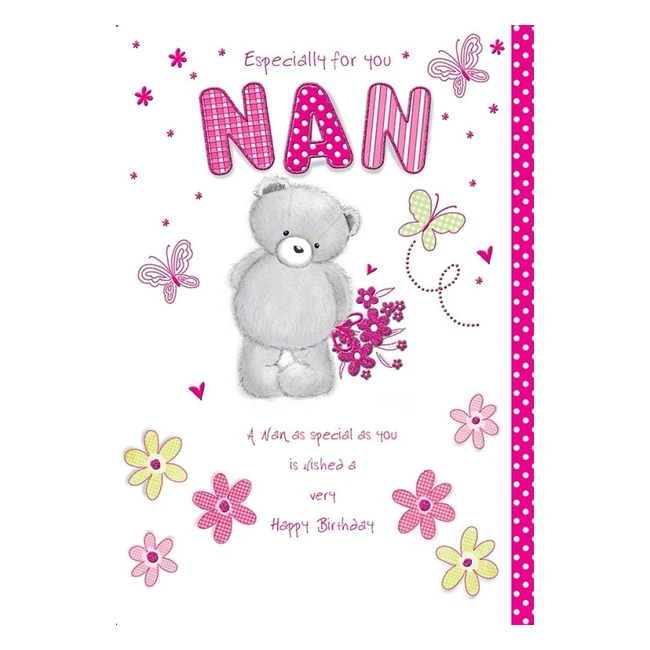 Tarjeta de Cumpleaños para Nan, Tamaño Grande, Color Rosa - Piccadilly Greetings