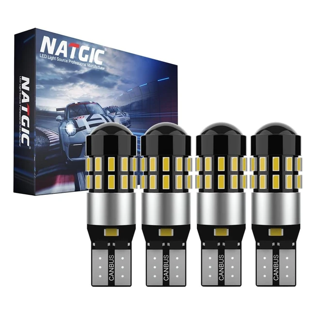 Natgic W5W T10 168 LED Bulbs Canbus Error Free 3014 30SMD - Pack of 4