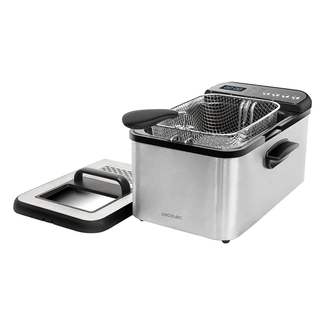 Friteuse numérique Cecotec Cleanfry Luxury 3000 - Design élégant en acier inoxydable et laque noire - 32L de capacité - 5 programmes préétablis