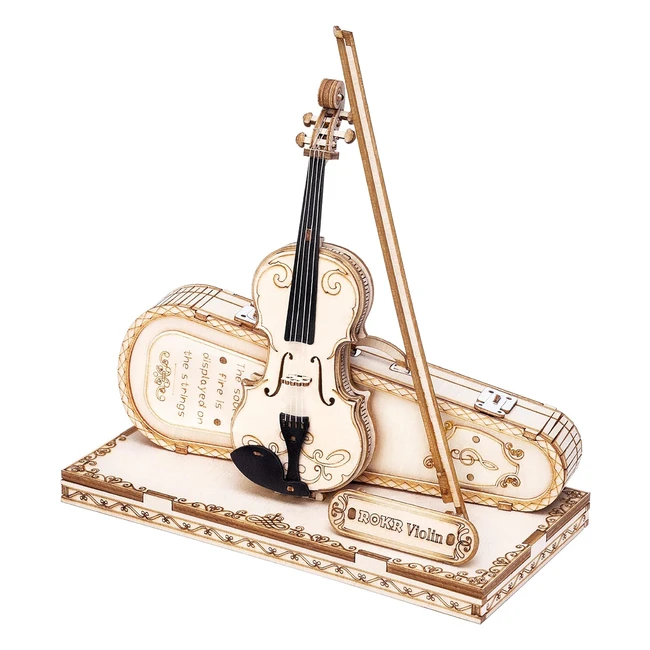 ROKR 3D Wooden Puzzles Violin Capriccio Craft Model Kits - Build Musical Instruments - Birthday Gift - 62 Pieces