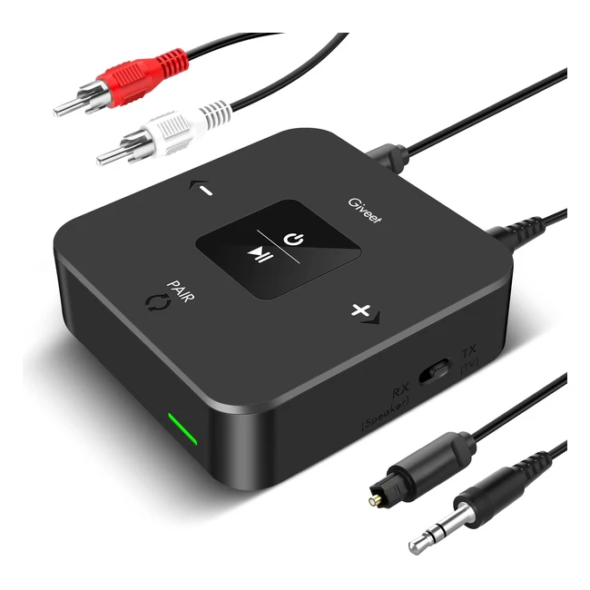 Giveet Bluetooth Transmitter Receiver for TV to Headphones - 2in1 Bluetooth v50