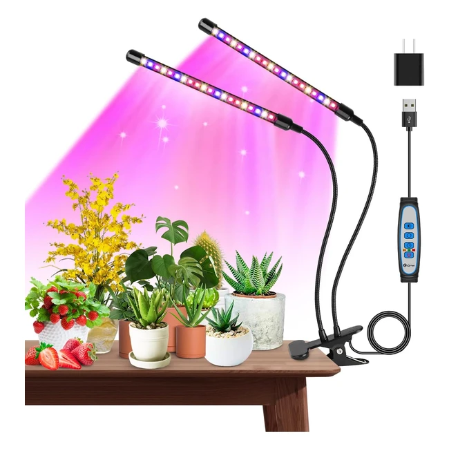 Garpsen Grow Lights for Indoor Plants - Full Spectrum LED Grow Light - 2 Heads C