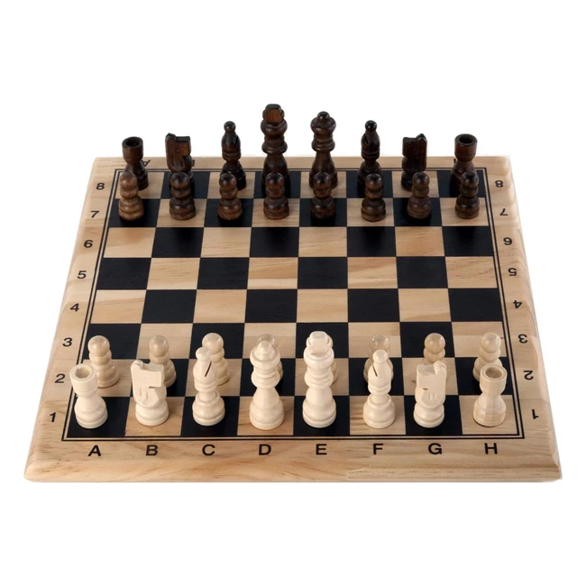 Juego de Ajedrez Engelhart 150235150236 - Madera de Abedul - 30x30 cm - Juego Completo con Piezas - +6 años