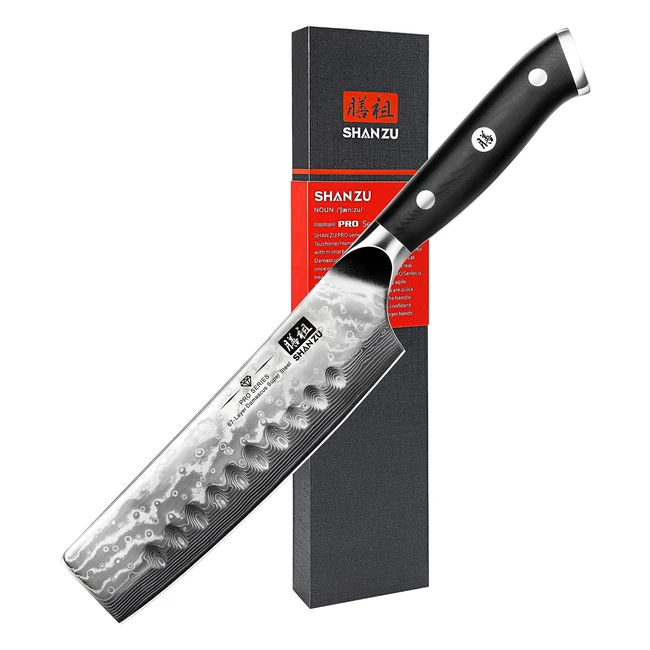 Shan Zu Kochmesser Nakiri Küchenmesser Profi Messer 165 cm - Allzweckmesser Damaskus Edelstahl