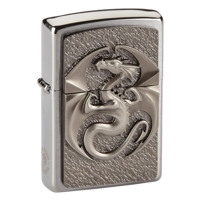 Zippo Lighter Dragon 3D Emblem - Surface Chrome Brosse - Réf. 12345 - Incroyablement Cool