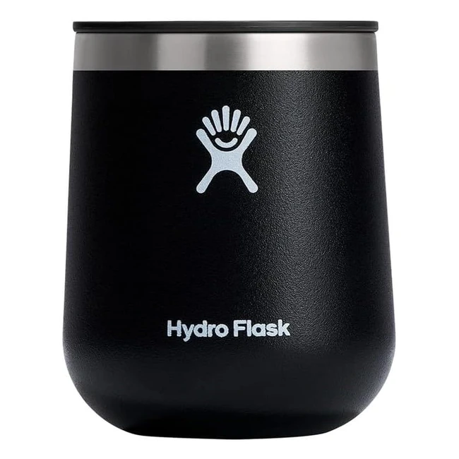 Hydro Flask Ceramic Wine Tumbler 10 oz - Black, Smooth Flavor, Press-In Lid