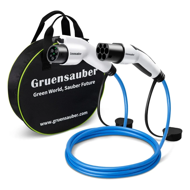 Gruensauber Type 1 to Type 2 EV Charging Cable - Fast Charging High Quality Sa