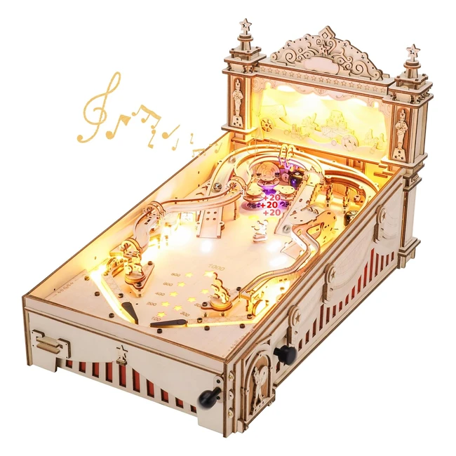 Robotime 3D Puzzle Pinball Holzmodell Bausatz für Erwachsene - DIY Flipper Spielautomat Tischspiel - Geschenk für Männer und Frauen