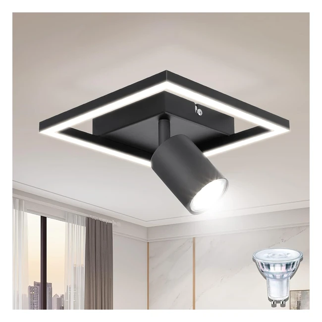 Dehobo LED Ceiling Light - Matt Black 18W Adjustable Spotlight Neutral White 