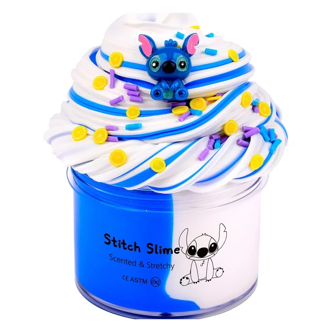 Fluffy Butter Slime Kit for Girls Boys - Blue Stitch Slime - Super Soft - Non St