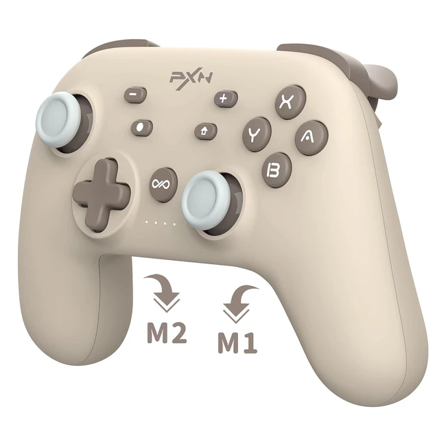 PXN P50L Wireless Switch Pro Controller - Macro Buttons, 6-Axis Gyro, Vibration, Turbo Gaming - Brown