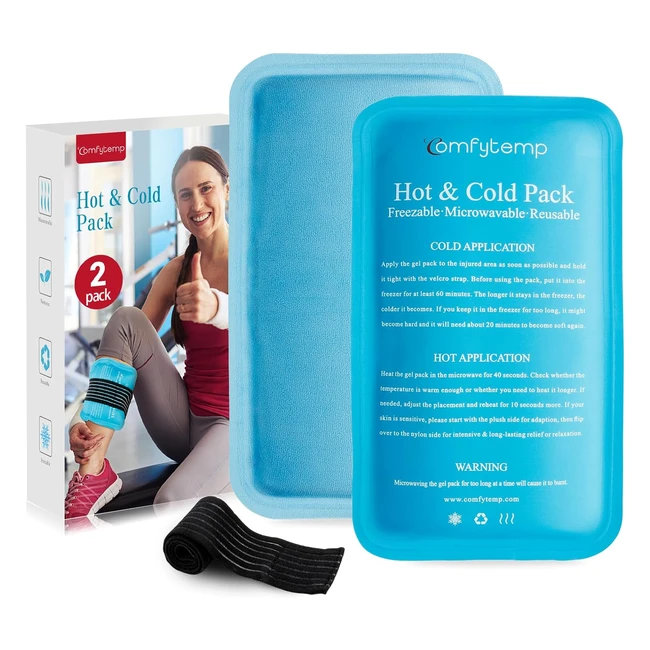 Comfytemp Ice Pack for Injuries - Sport Pain Relief - 10x6 - Reusable Hot and Co