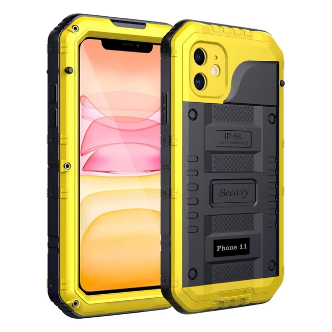 Beeasy Case for iPhone 11 - Yellow, Waterproof, Shockproof, Full Body Protection