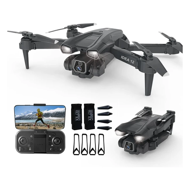 Drone avec caméra HD 2 caméras mini drones enfant lentille réglable électriquement 135 RC FPV wifi jouets quadcopter pliable 360 flips gravity control altitude hold pour débutants 2 batteries