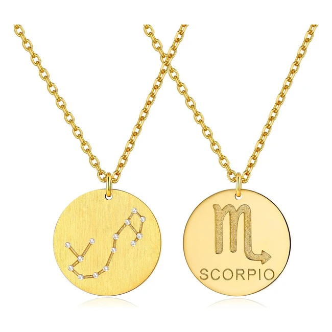 Collier signe astrologique femme argent 925/or 18 carats - Médaille signe astrologique pendentif zodiaque - Chaîne réglable 45-55 cm - Bijoux constellations - Cadeau anniversaire femme fille