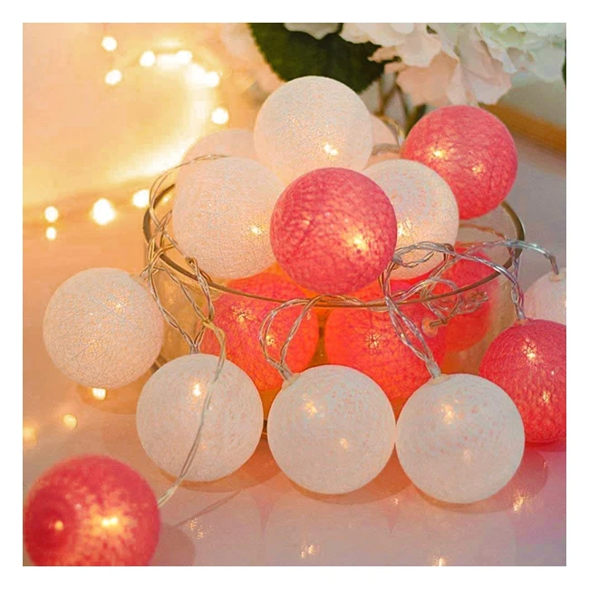 Guirnalda Luces Interior 38m Ciskotu - 20 Bolas de Algodón - Luces Navidad Hadas - Cadena de Luces para Fiesta Boda