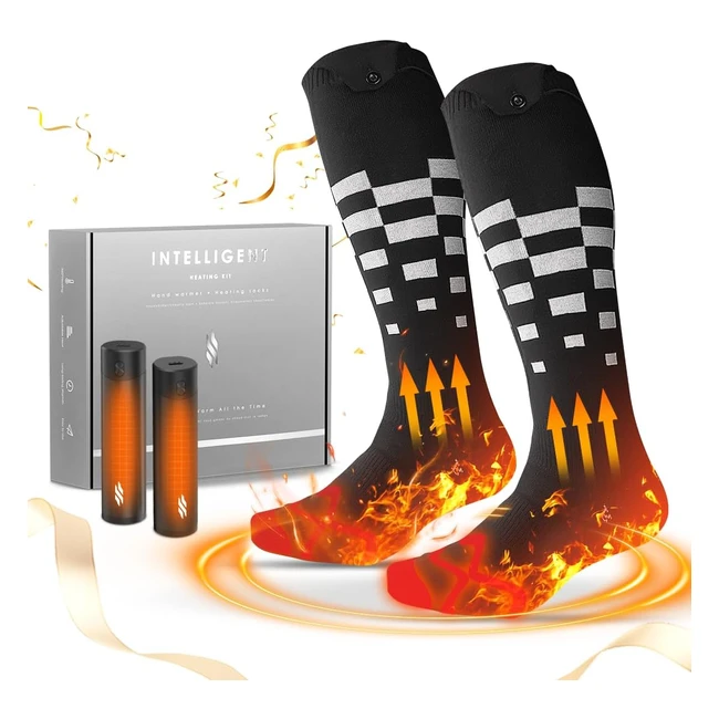 Rechargeable Heated Set - Socks and Hand Warmers for Men - 12000mAh - Ideal for Camping, Hunting, Fishing - Stocking Stuffers
