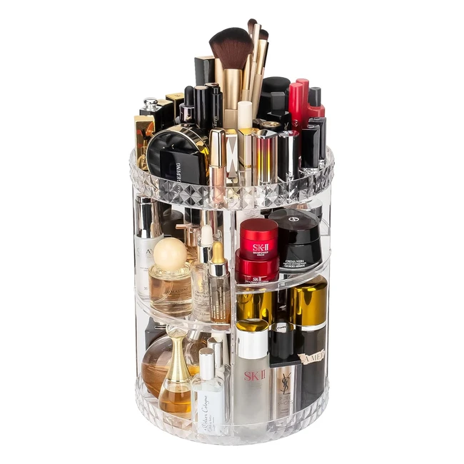 Obsgumu Makeup Organiser - 360 Rotating, Large Capacity, Transparent