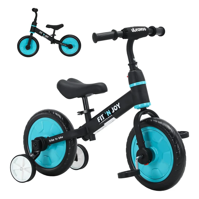 Vélo d'entraînement pour tout-petits Ubravoo Fit N Joy - 4 en 1 - Draisienne évolutive avec pédales et roues d'entraînement - Trike to Bike