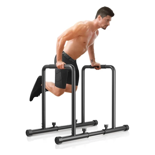 Yoleo Barres Dips - Barre Parallèle Dip Bars - Station de Traction - Poignée Antidérapante - Barre Détachable - Ajustable Hauteur Largeur - Régable Max500kg Capacité de Charge