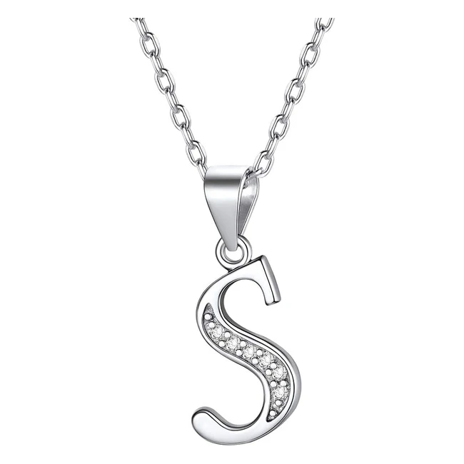 Collier Initiale Prénom Argent 925 - Pendentif Lettre Plaqué Zircon Cubique avec Chaîne Réglable - Bijoux Ras de Cou Charm Alphabet