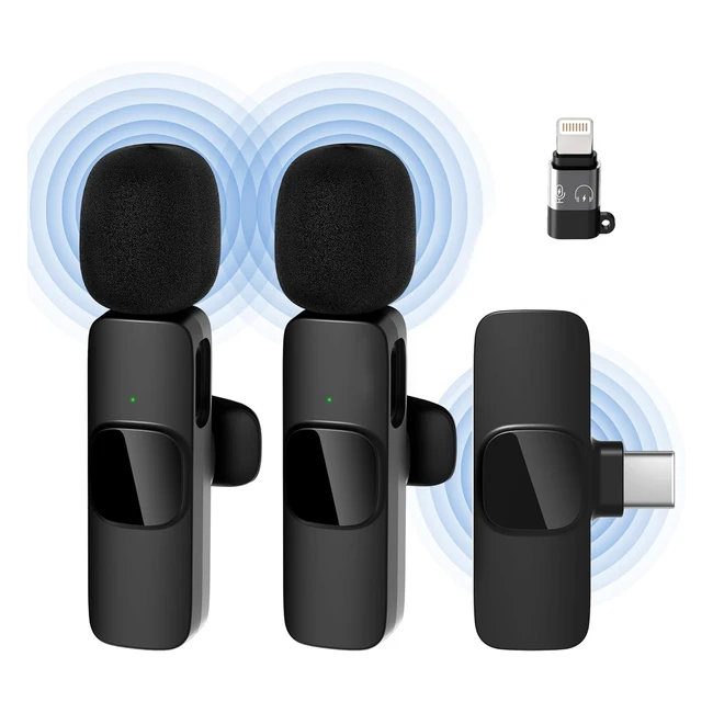 Qhot Wireless Microphone for iPhone iPad - Clip-on Lapel Lavalier Bluetooth Mic - Noise Reduction - Long Battery Life