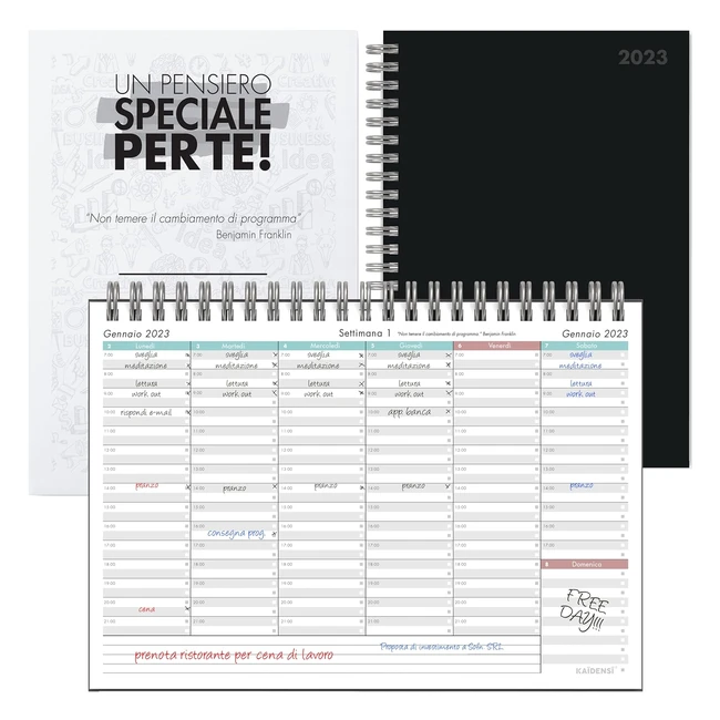 Agenda 2023 giornaliera settimanale, planner 2023 con copertina morbida, 165 x 24 cm