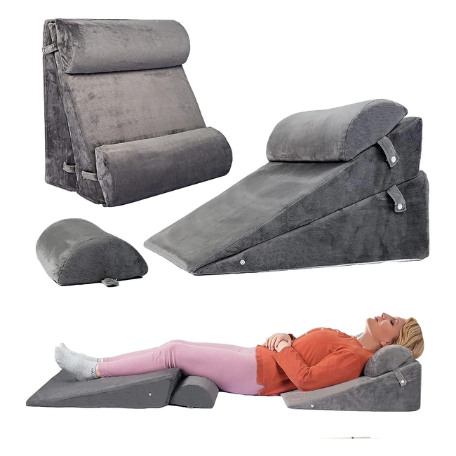 Set 4 Cuscini Regolabili a Cuneo per Letto Post Chirurgia Ortopedico 100 Memory 