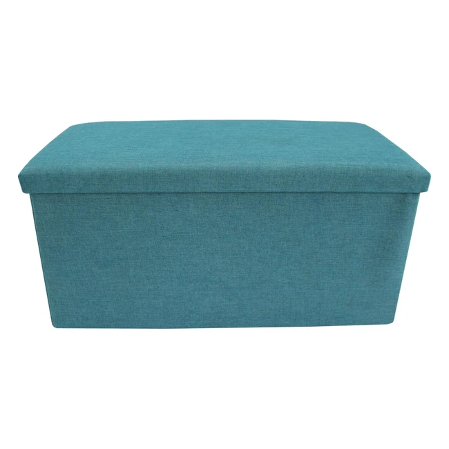Cassapanca Pouf Contenitore Rebecca Mobili - Ordine Casa - Azzurro Turchese - 37x76x38 cm