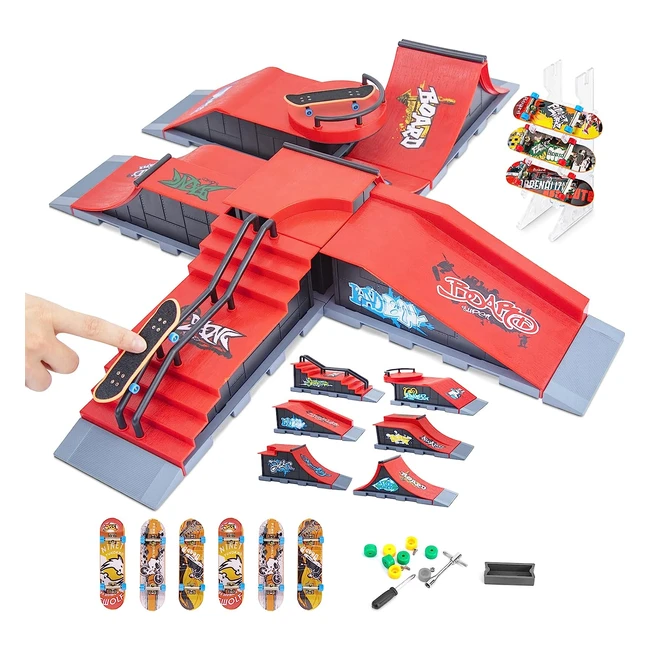 Finger Skateboards 6pcs Combinations Mini Skateboard Ramp Set - Ultimate Deck Tr