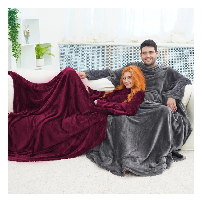 Plaid Manche Homme Femme Certifié Oekotex - Doux et Confortable - Gris Foncé