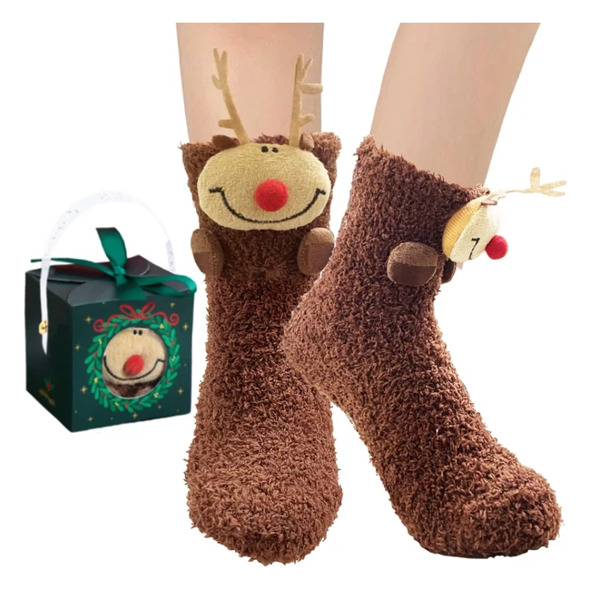 Calcetines Mullidos Binxwa para Mujeres - Antideslizantes y Divertidos - Regalo Navideño