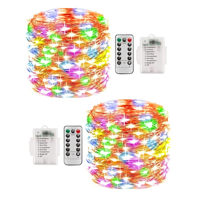 Guirlande Lumineuse Extérieure 10m 100 LEDs - Étanche IP68 - 8 Modes et Minuterie - Décoration Multicolore