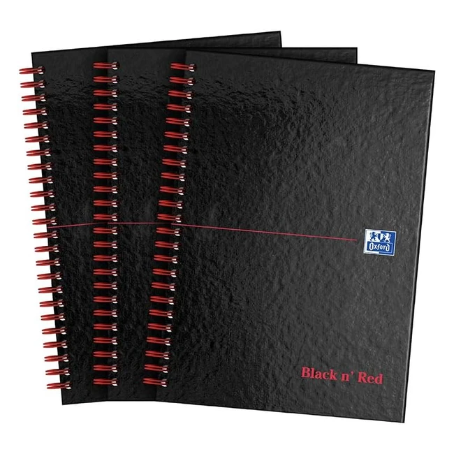Black n Red A5 Glossy Hardback Wirebound Notebook Pack of 3 - Ruled, 140 Pages