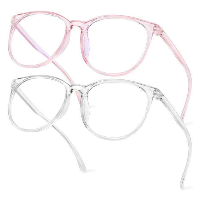 Aomig Blue Light Blocking Glasses - Round Frame Lightweight Anti-Glare - Women