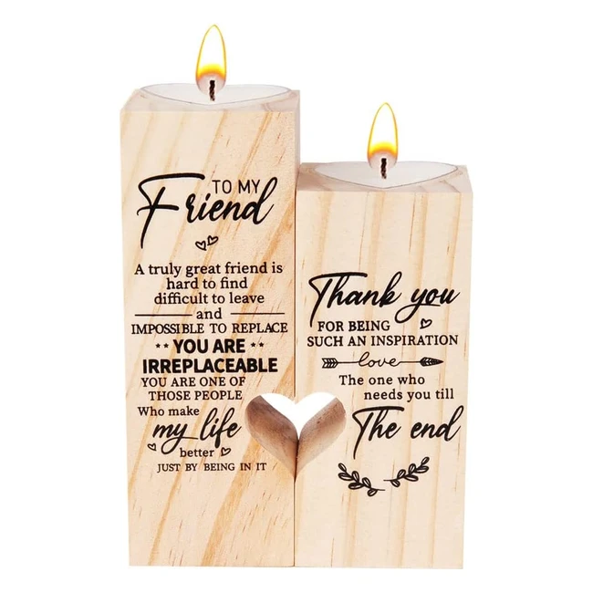 Heart Shaped Candlestick Holders - Personalized Wooden Candle Holder - Friendship Gifts
