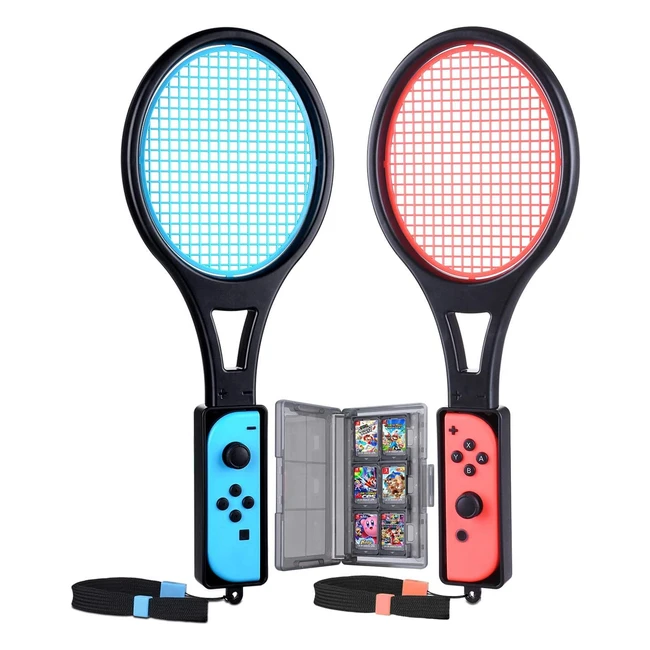 Tendak Racchetta da Tennis per Nintendo Switch - Mario Tennis Aces - Gioco Racchetta Tennis per Joycon Controller - Custodia per Carte di Gioco - Blu e Rosso