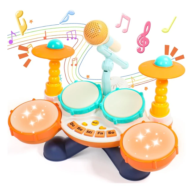 Kids Drum Kit - Musical Instruments for 1 Year Old Boys  Girls - Safe  Fun - S