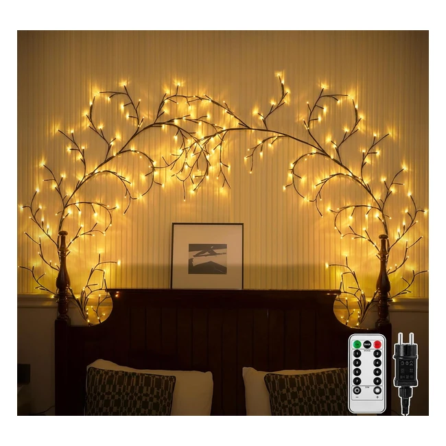 Guirlande lumineuse Ciskotu Willow Vine avec prise - 144 LED - Décoration murale chambre à coucher