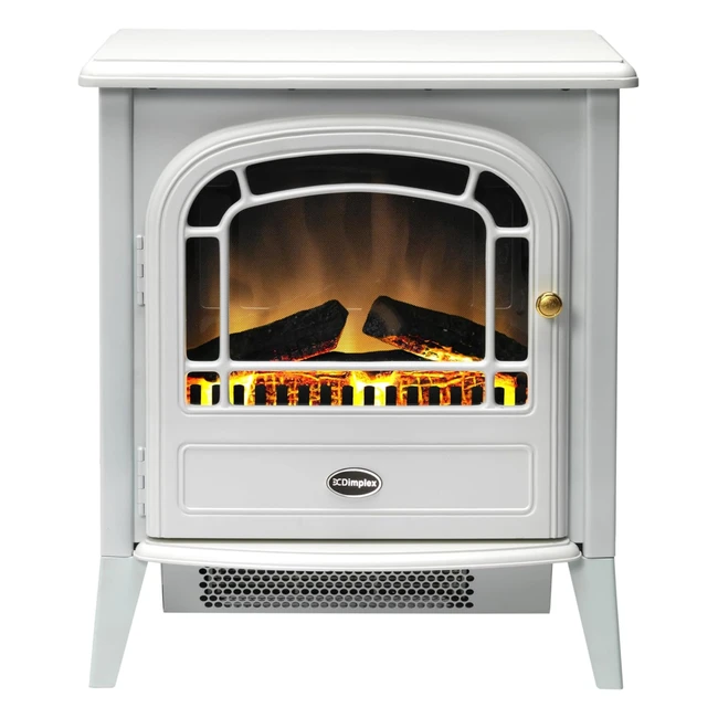 Dimplex Courchevel Optiflame Electric Stove - White Cast Iron Effect - Free Standing - 2KW Adjustable Fan Heater - Remote Control
