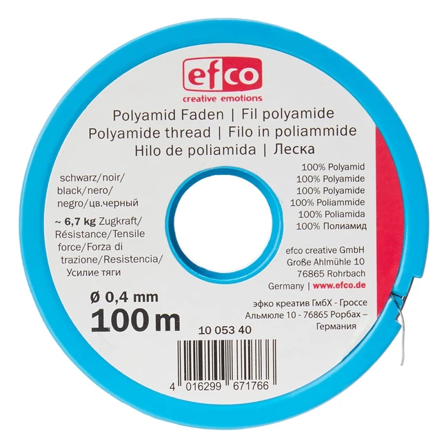 Fil polyamide rsistance 67kg noir 04mm diamtre 100m - Efco
