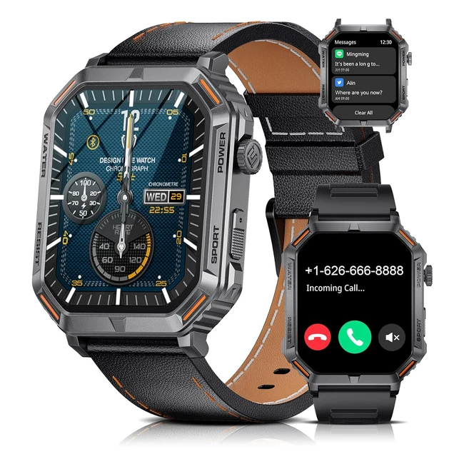 Lige Smartwatch 196 - Smartwatch Uomo con Bluetooth Chiamate 123 - Modalità Sport - Orologio Fitness 300mAh - Contapassi Cardiofrequenzimetro - Smart Watch per Android iOS2 - Cinghie